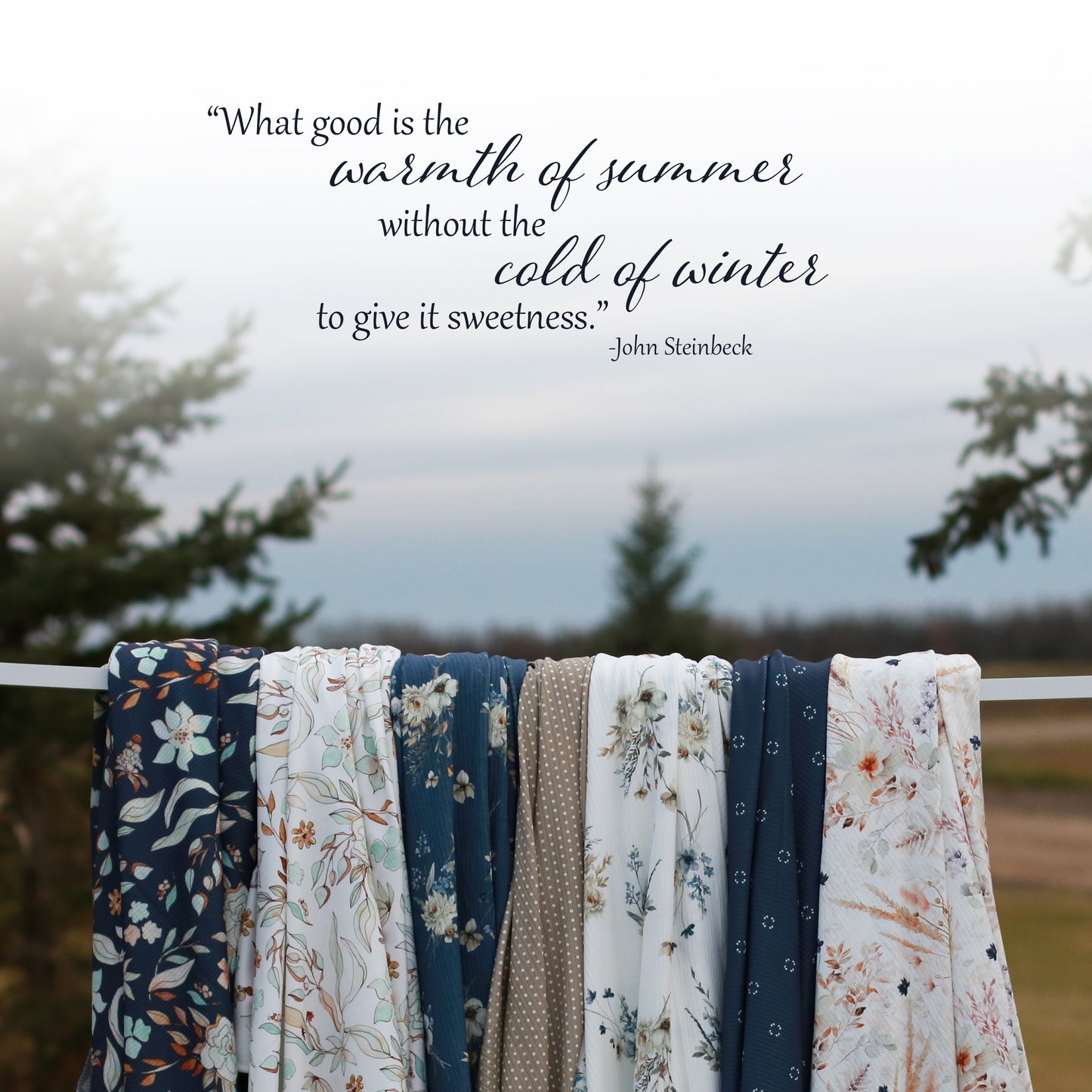 Frosted Floral in Navy | Brushed Waffle Knit Fabric
