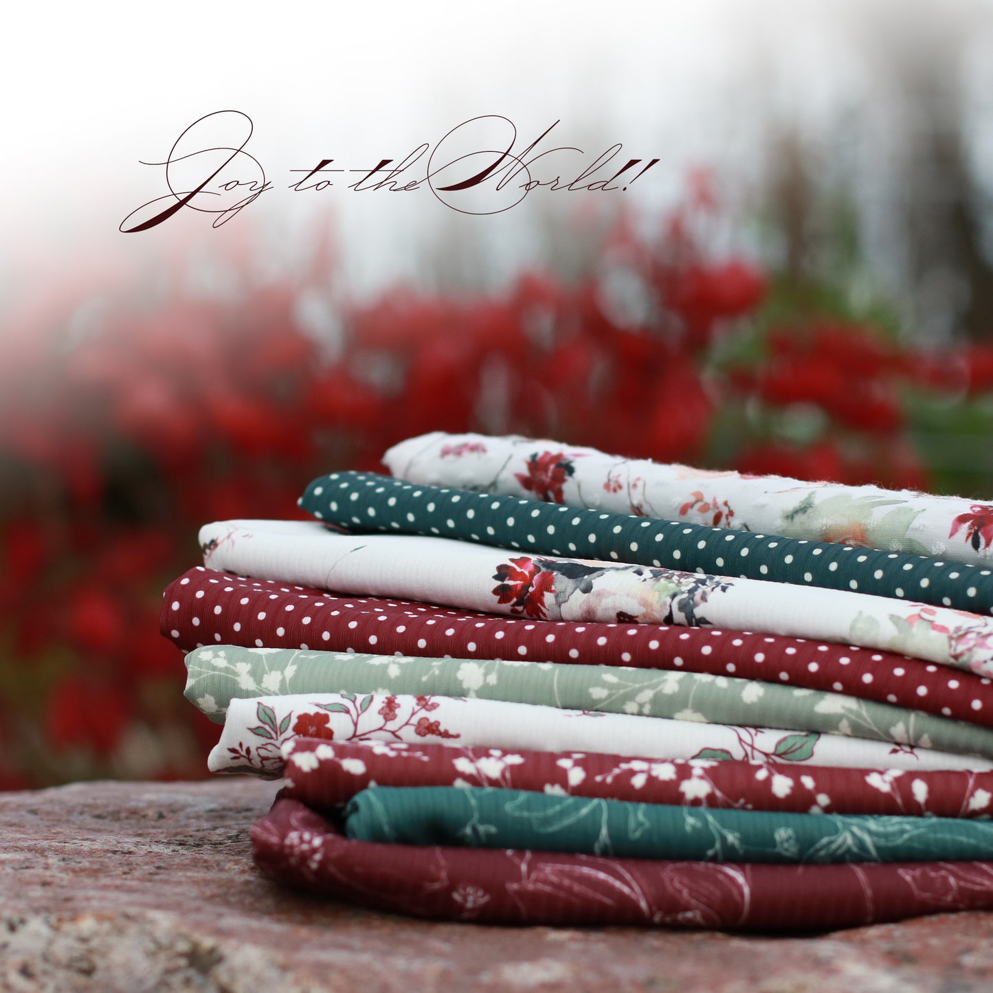 Poppy Floral in Green | Unbrushed Rib Knit Fabric