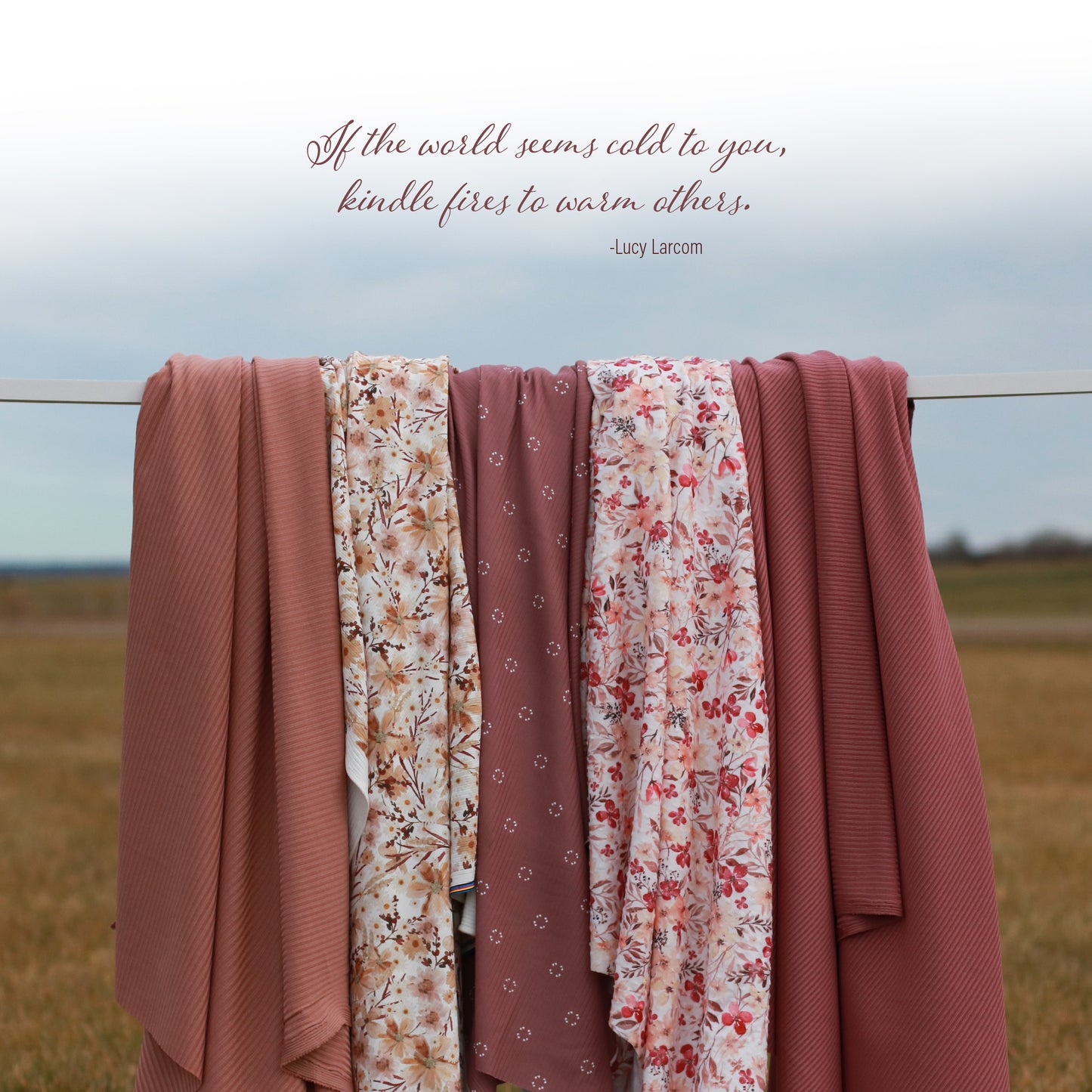 Cranberry Floral | Unbrushed Rib Knit Fabric