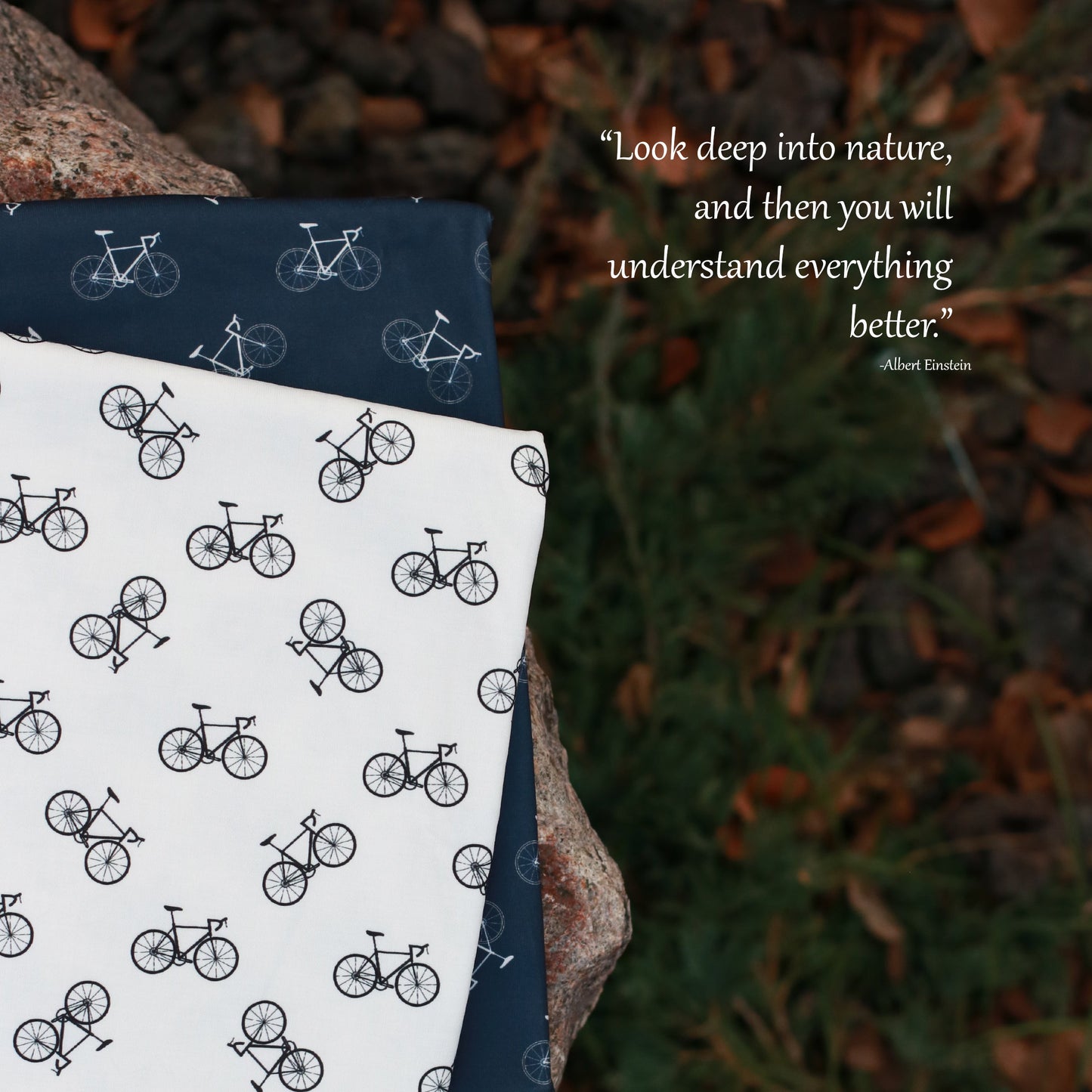 Bikes in Navy | Imitation Cotton Jersey Knit Fabric