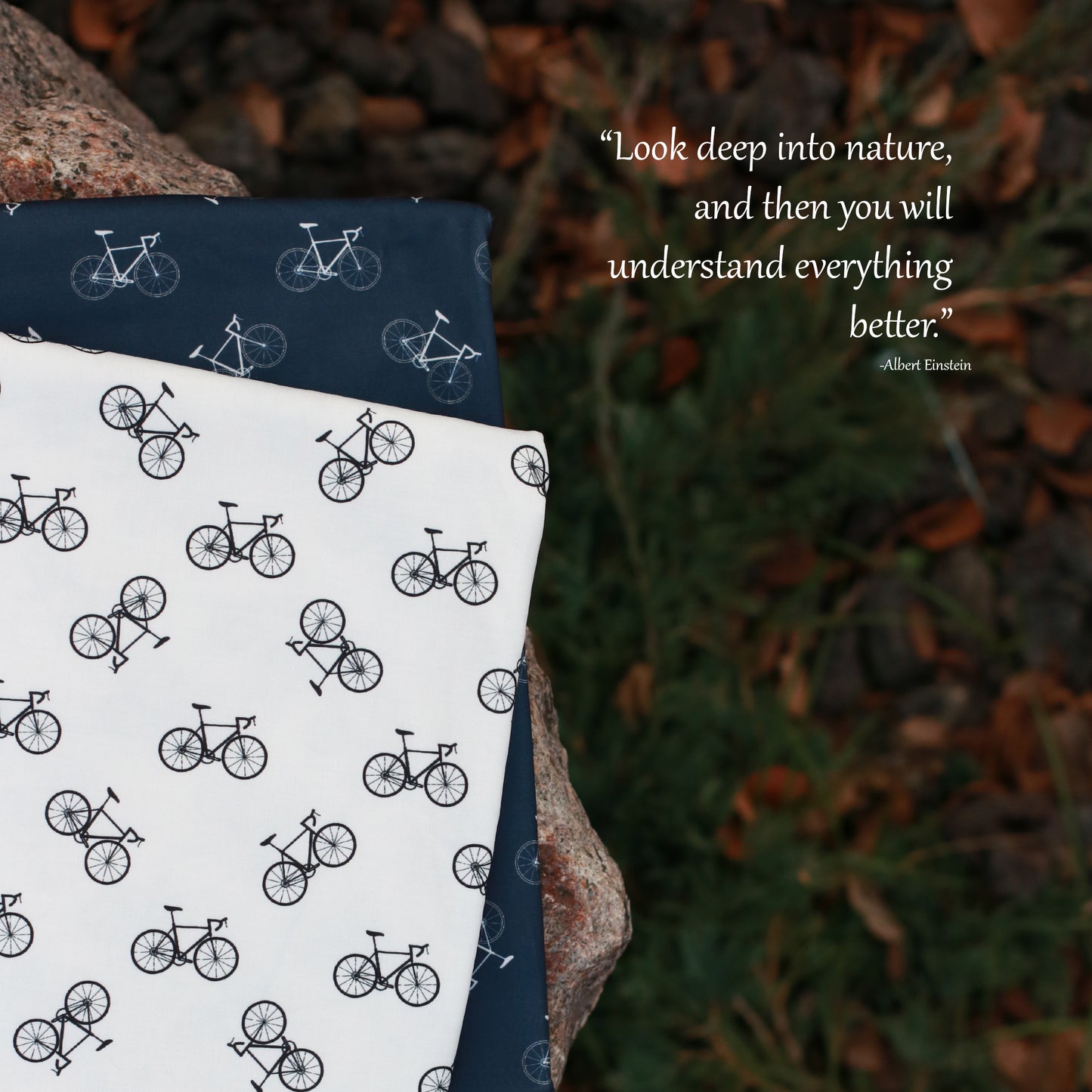 Bikes in White | Imitation Cotton Jersey Knit Fabric