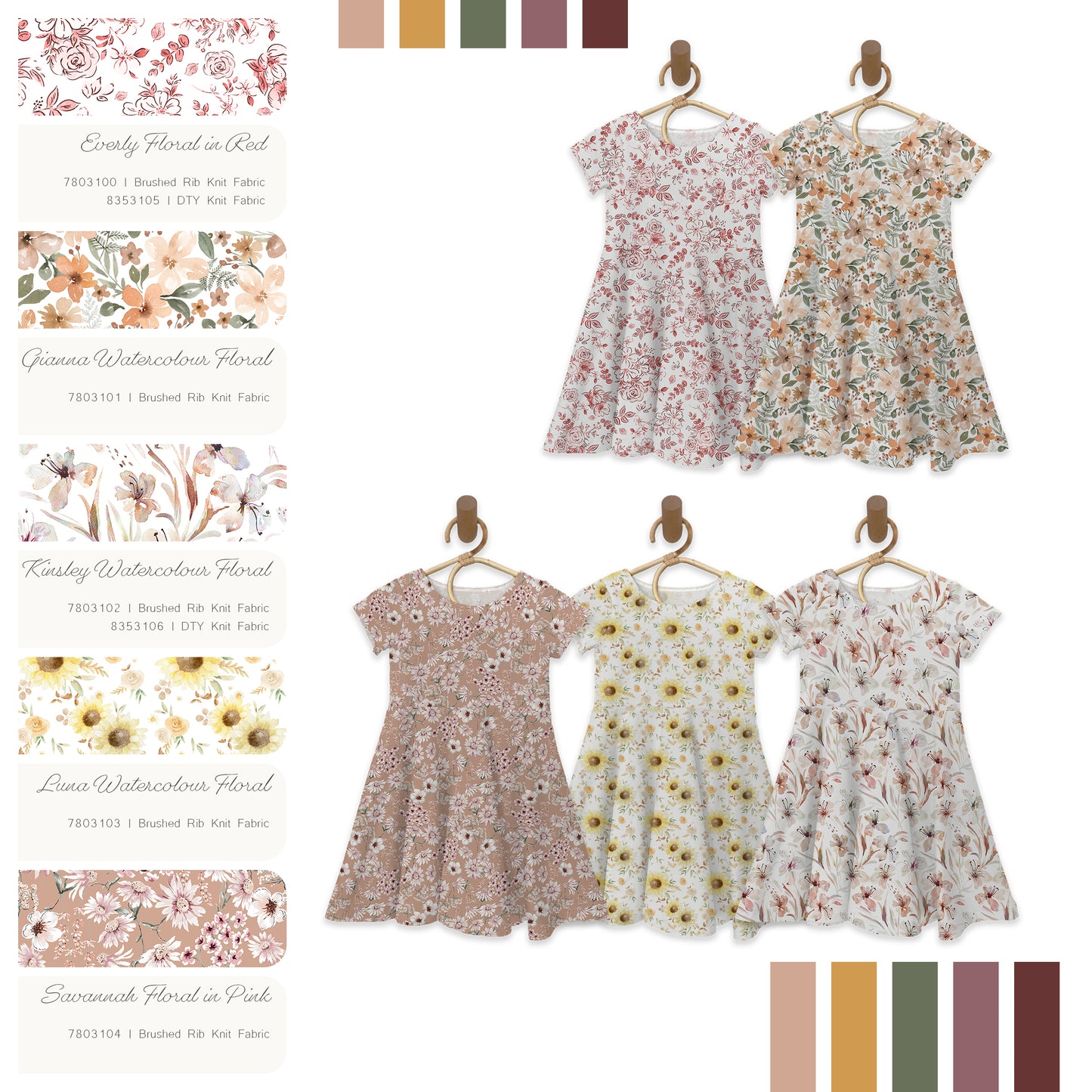 Everly Floral | Brushed Rib Knit Fabric | SOLD BY THE FULL BOLT
