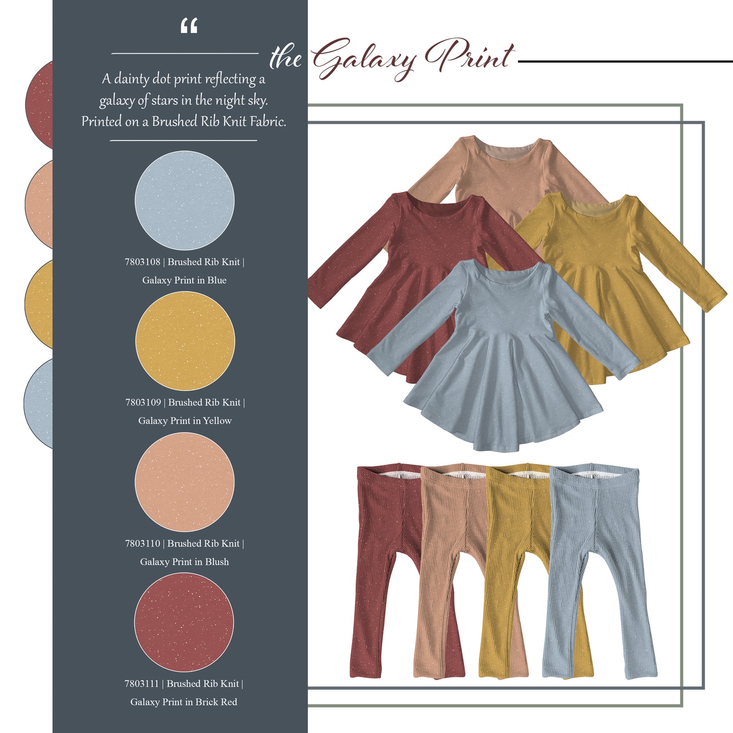 Galaxy Print in Yellow | Brushed Rib Knit Fabric | SOLD BY THE FULL BOLT