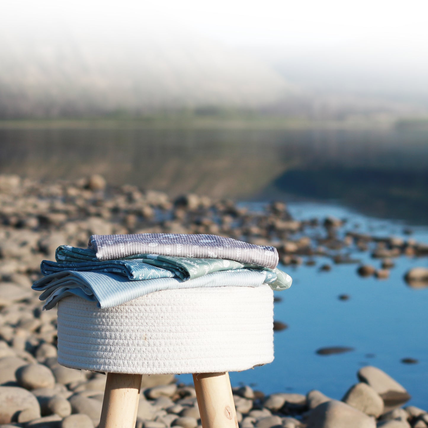 Wilderness Print in Blue | Brushed Rib Knit Fabric | SOLD BY THE FULL BOLT