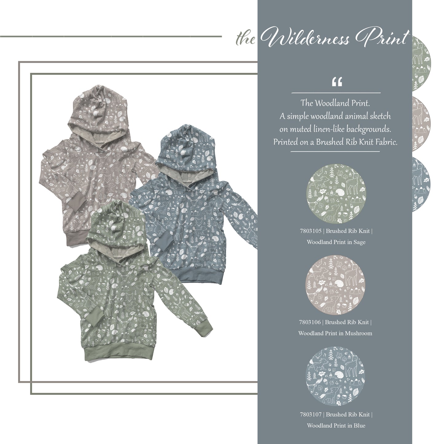 Wilderness Print in Blue | Brushed Rib Knit Fabric | SOLD BY THE FULL BOLT