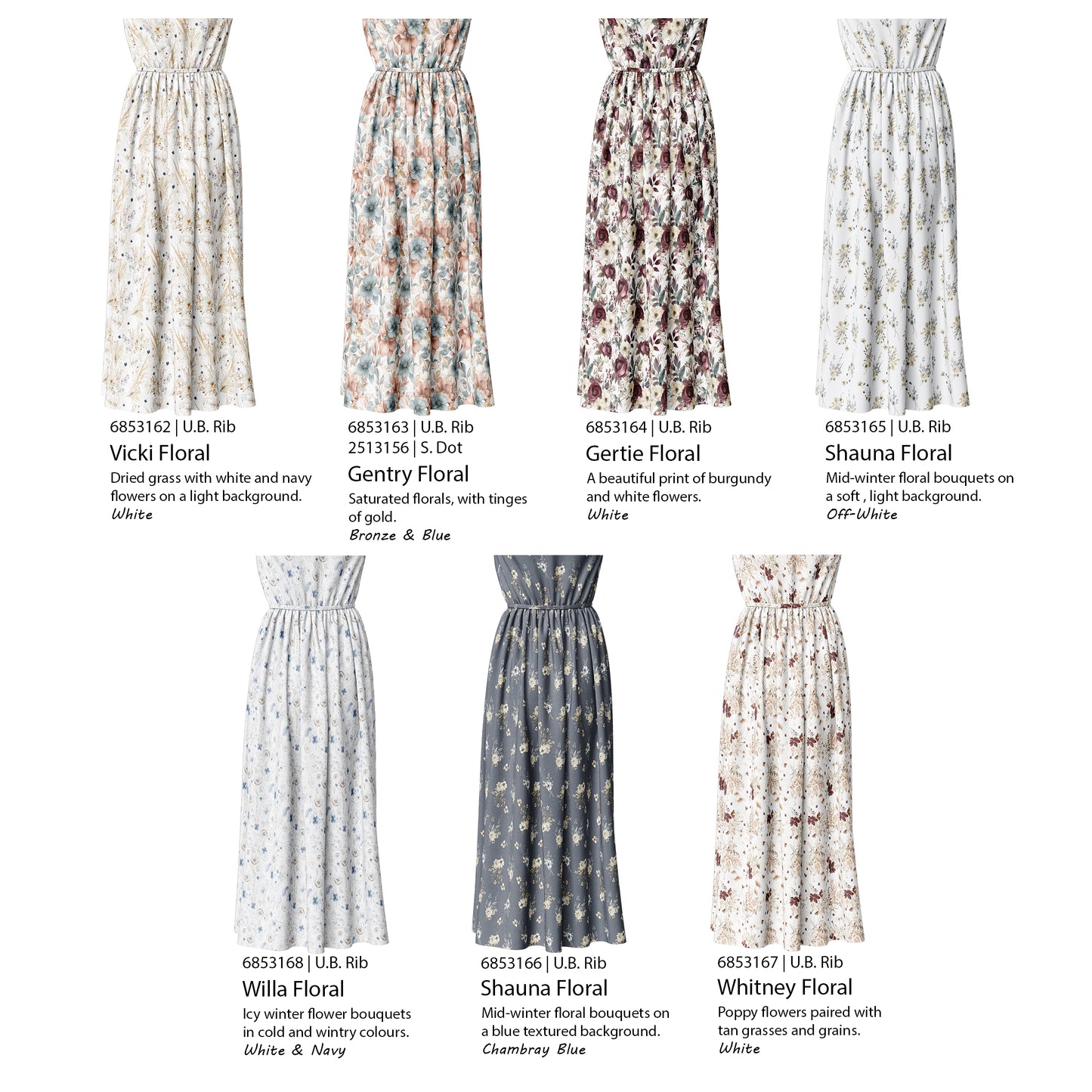Vicki Floral in White | Unbrushed Rib Knit Fabric