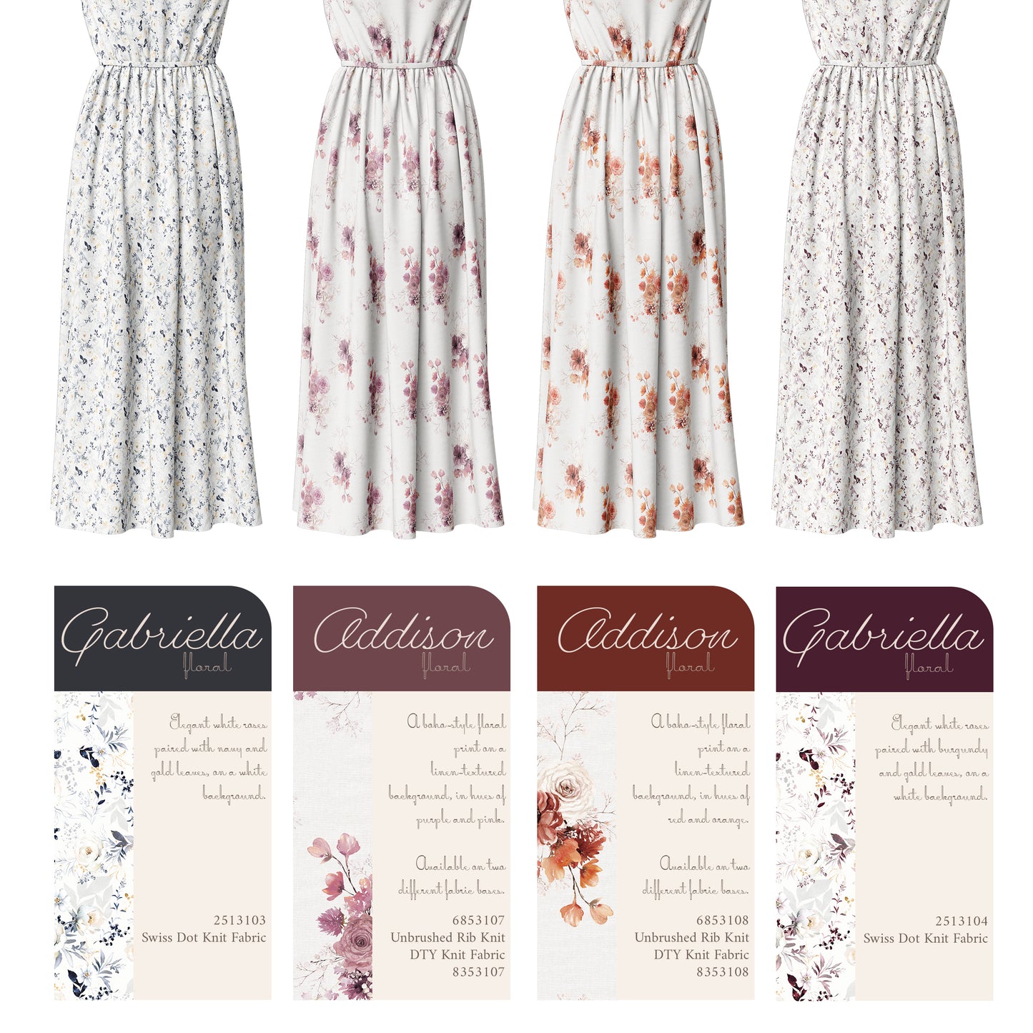 Gabriella Floral in Navy | Swiss Dot Knit Fabric | SOLD BY THE FULL BOLT