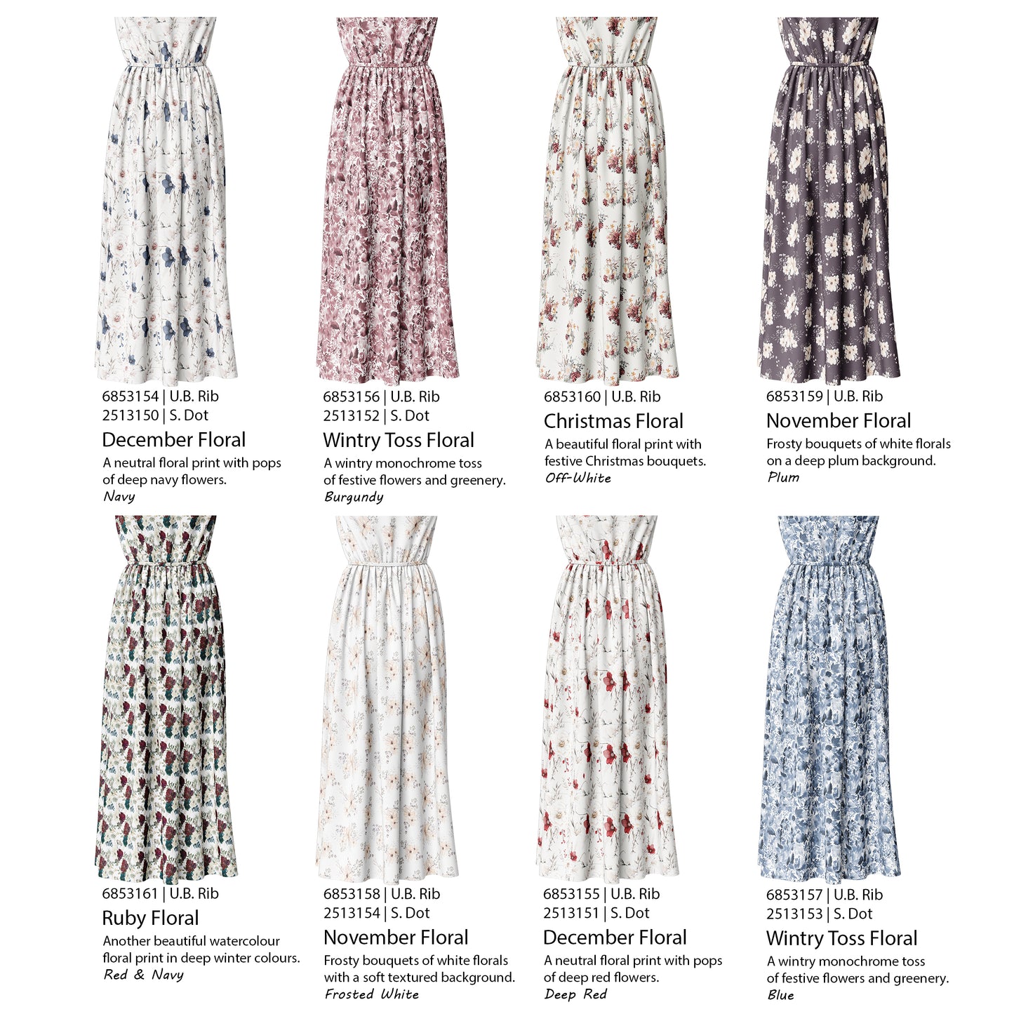 Ruby Floral | Unbrushed Rib Knit Fabric