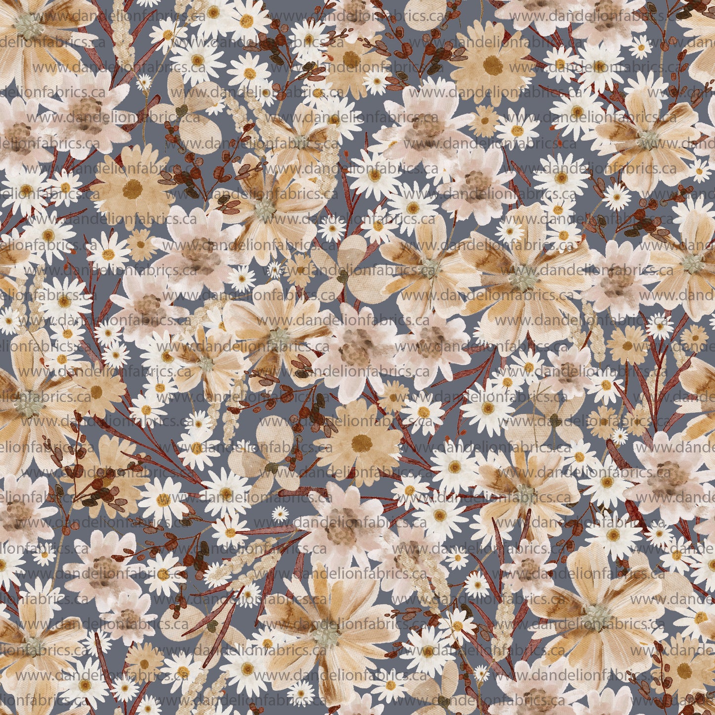 Natasha Floral in Blue | Unbrushed Rib Knit Fabric