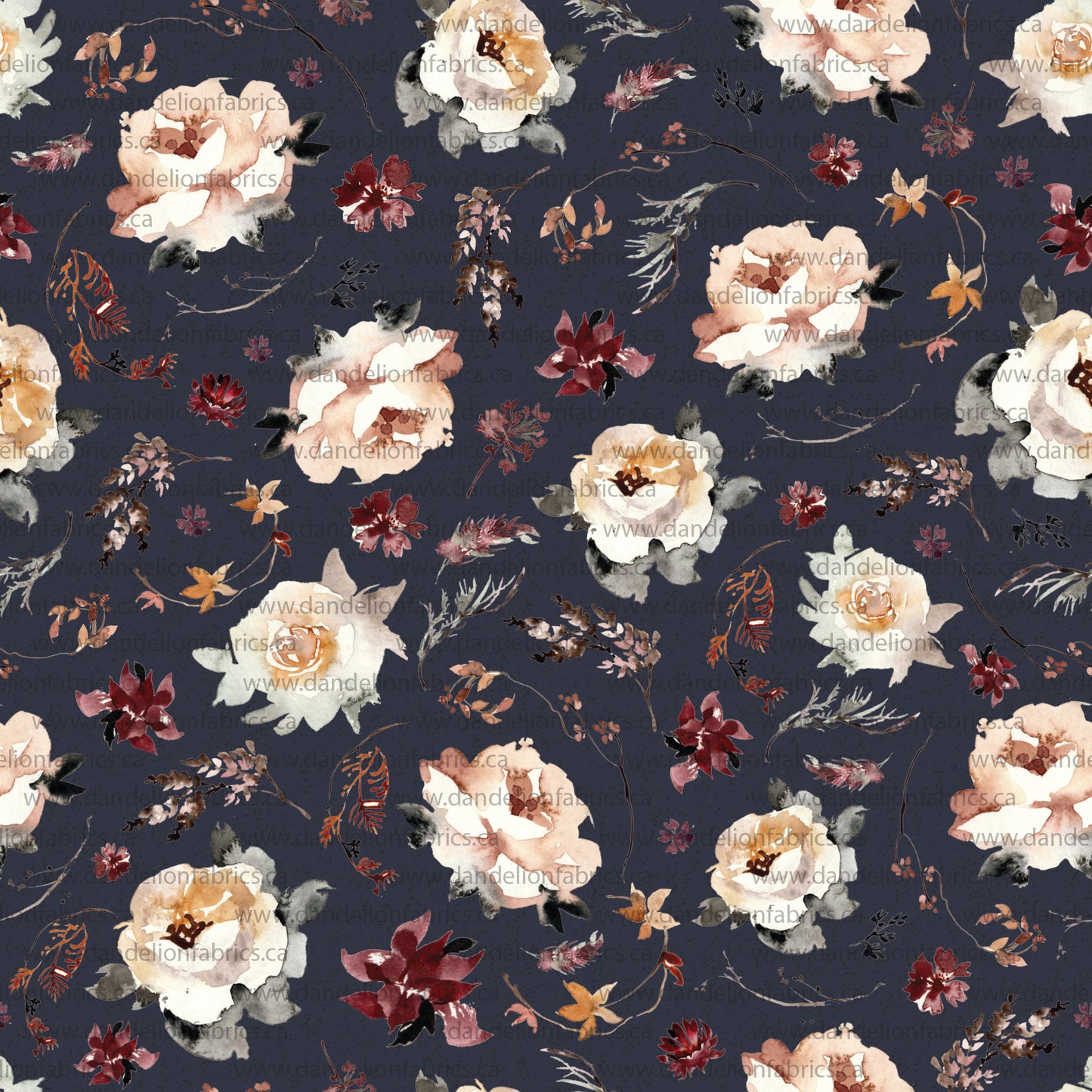 Mindy Floral in Navy | Brushed Waffle Knit Fabric