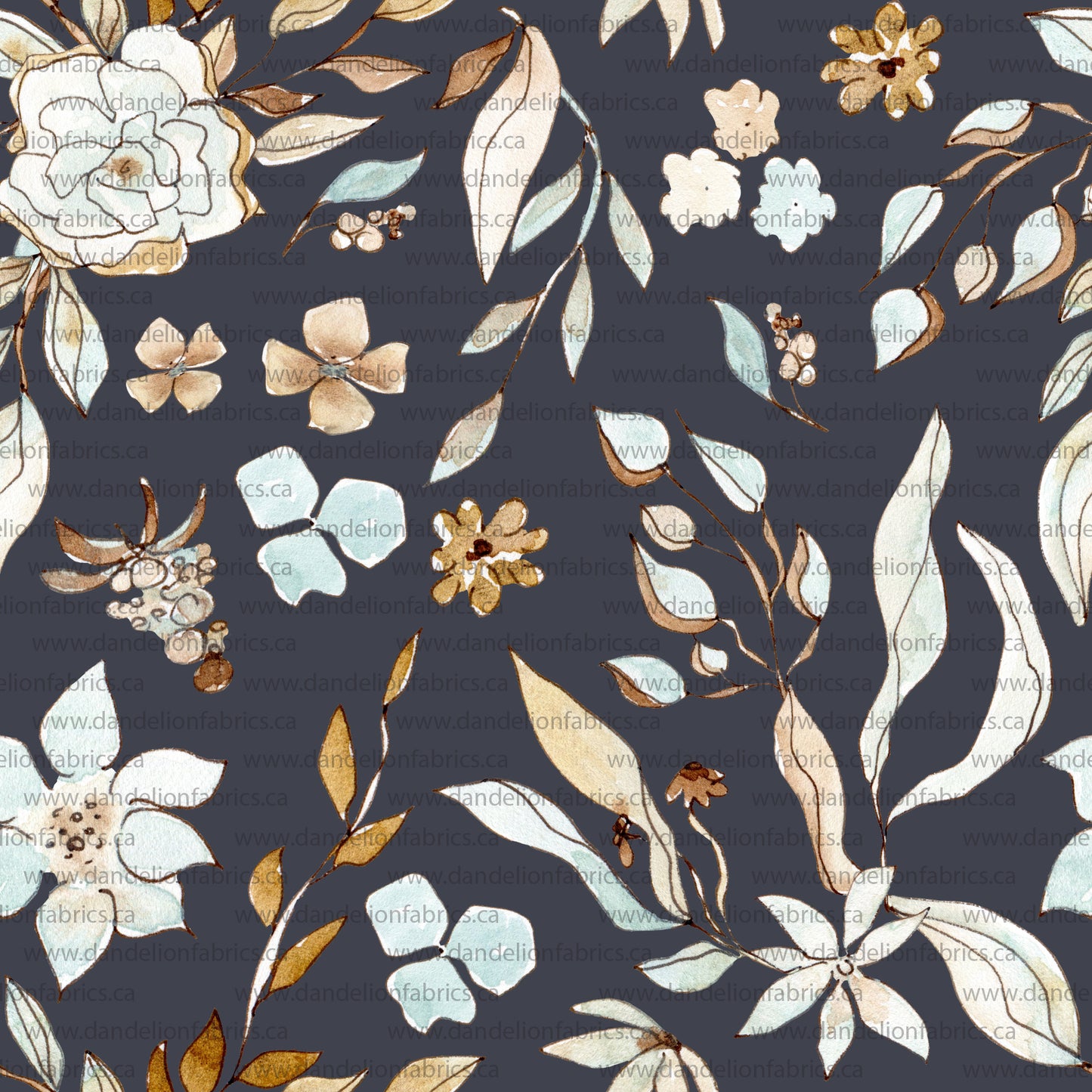 Frosted Floral in Navy | Brushed Waffle Knit Fabric
