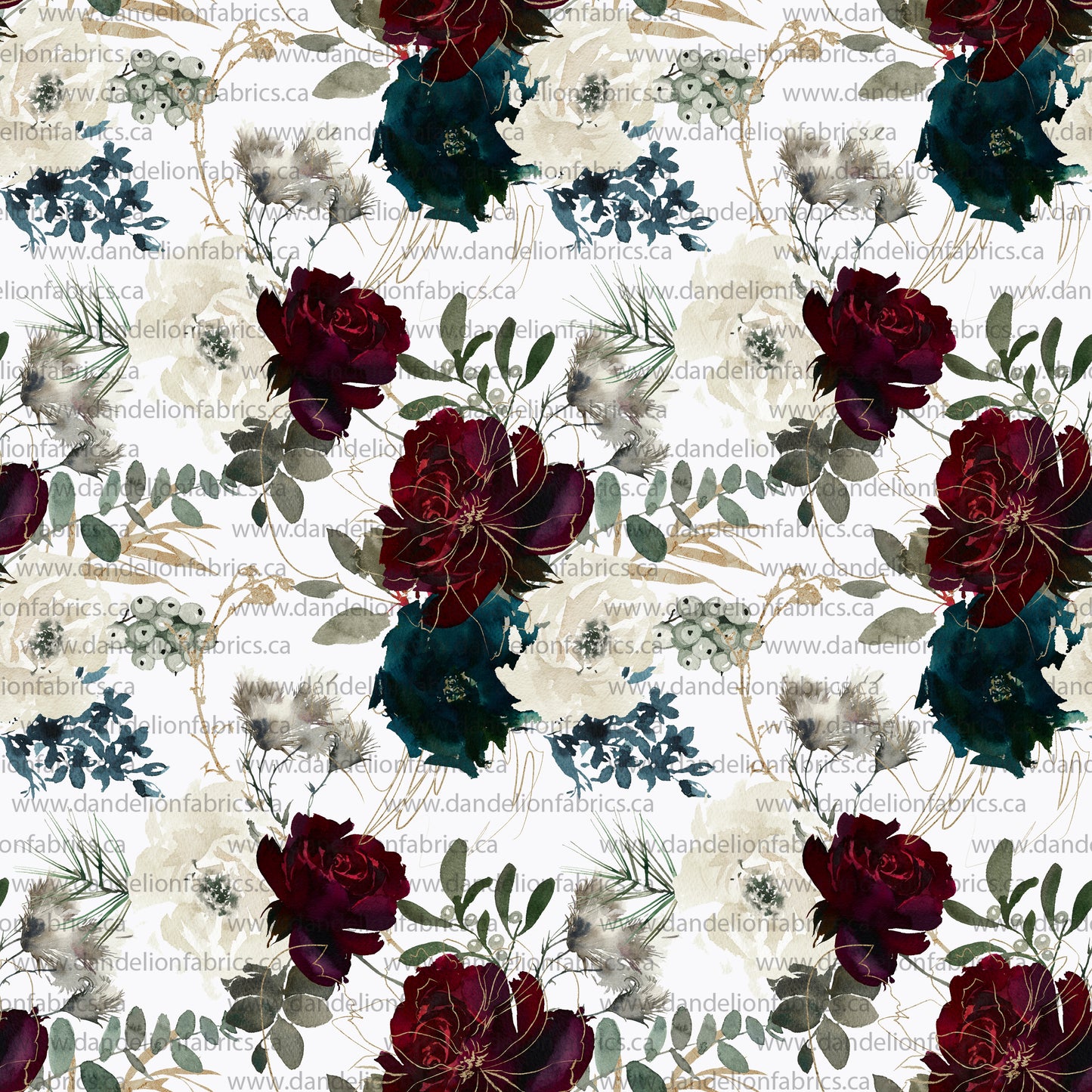 Ruby Floral | Unbrushed Rib Knit Fabric