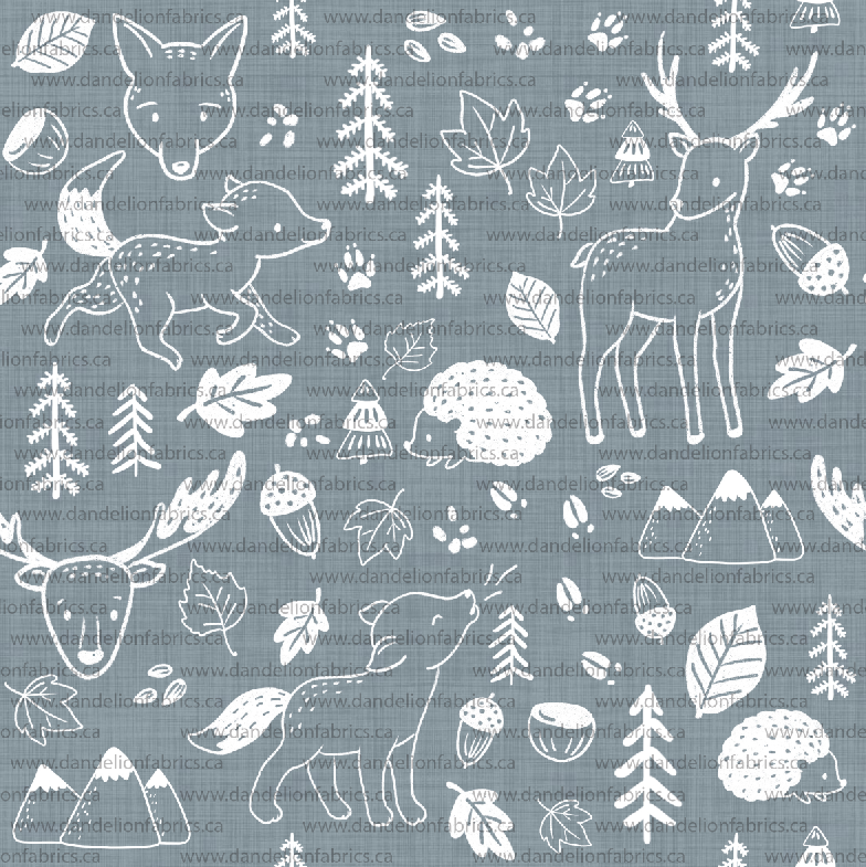 Wilderness Print in Blue | Brushed Rib Knit Fabric | SOLD BY THE FULL BOLT