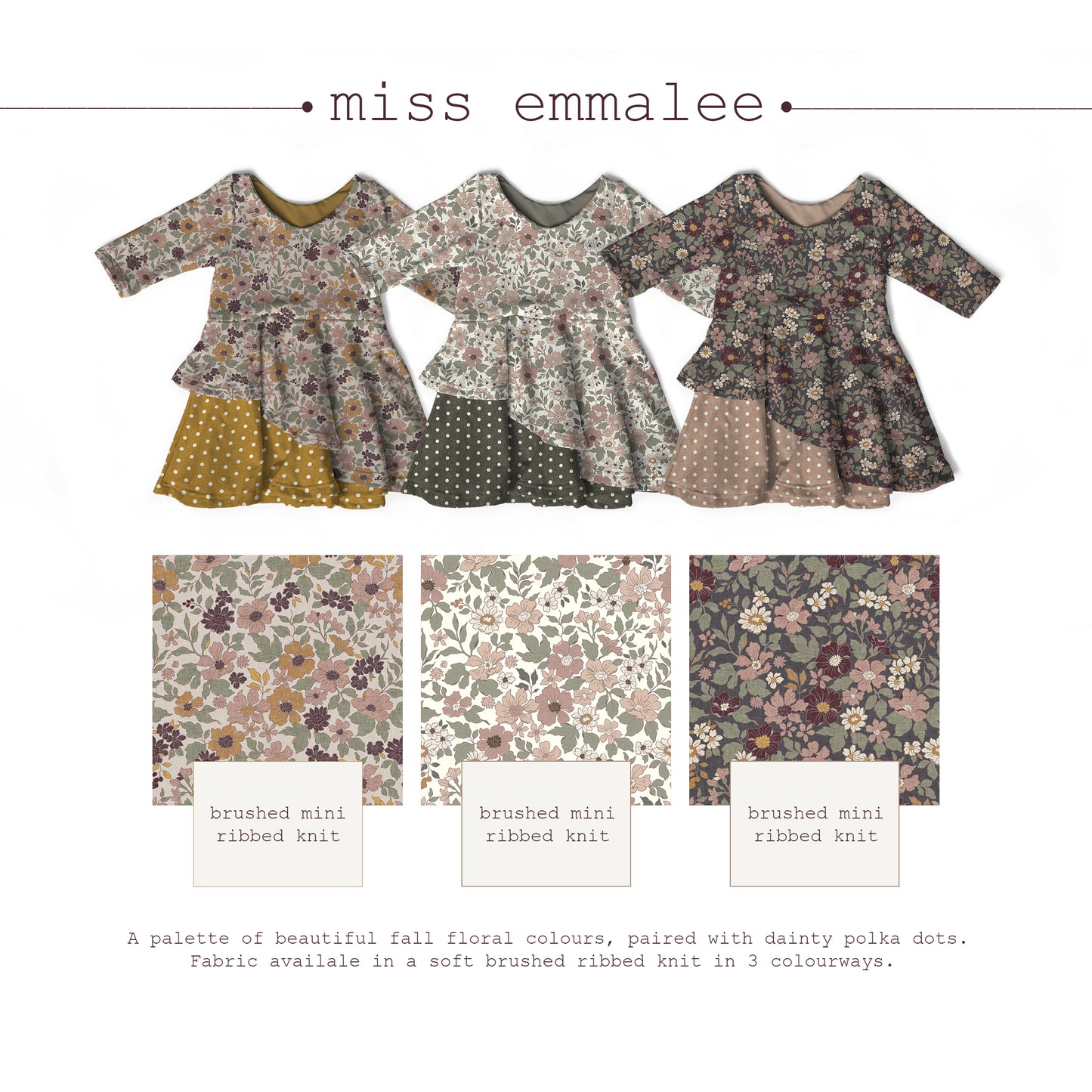 Emmalee Floral in Mauve | Brushed Mini Rib Knit Fabric | SOLD BY THE FULL BOLT