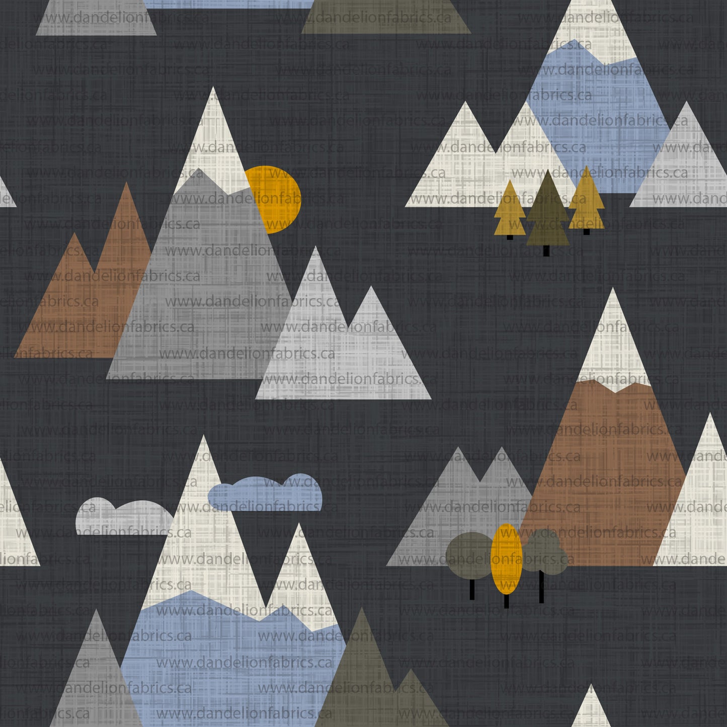 Little Adventurer Mountains on Charcoal | Double Brushed Knit Fabric | SOLD BY THE FULL BOLT