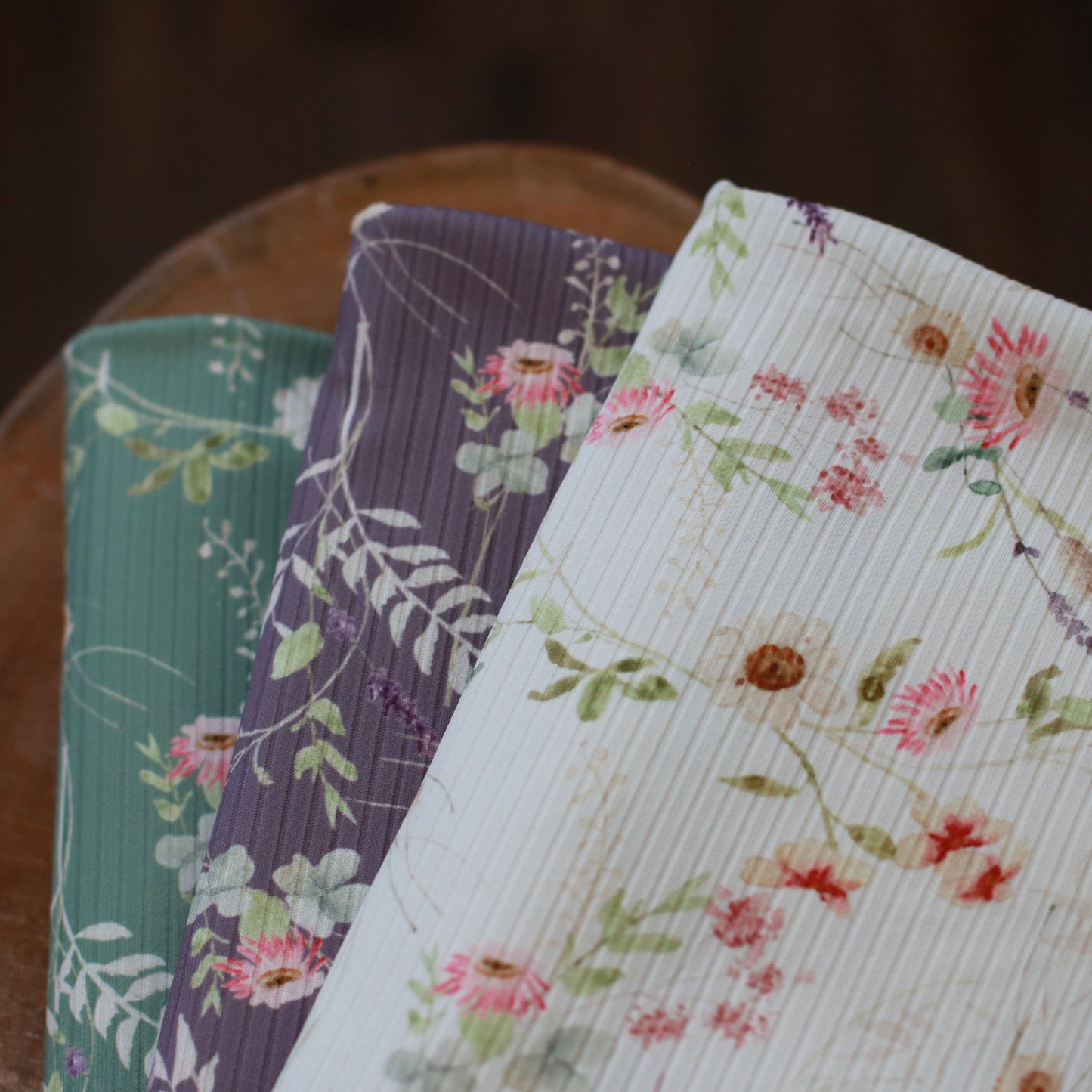 Robynn Floral in White | Unbrushed Rib Knit Fabric