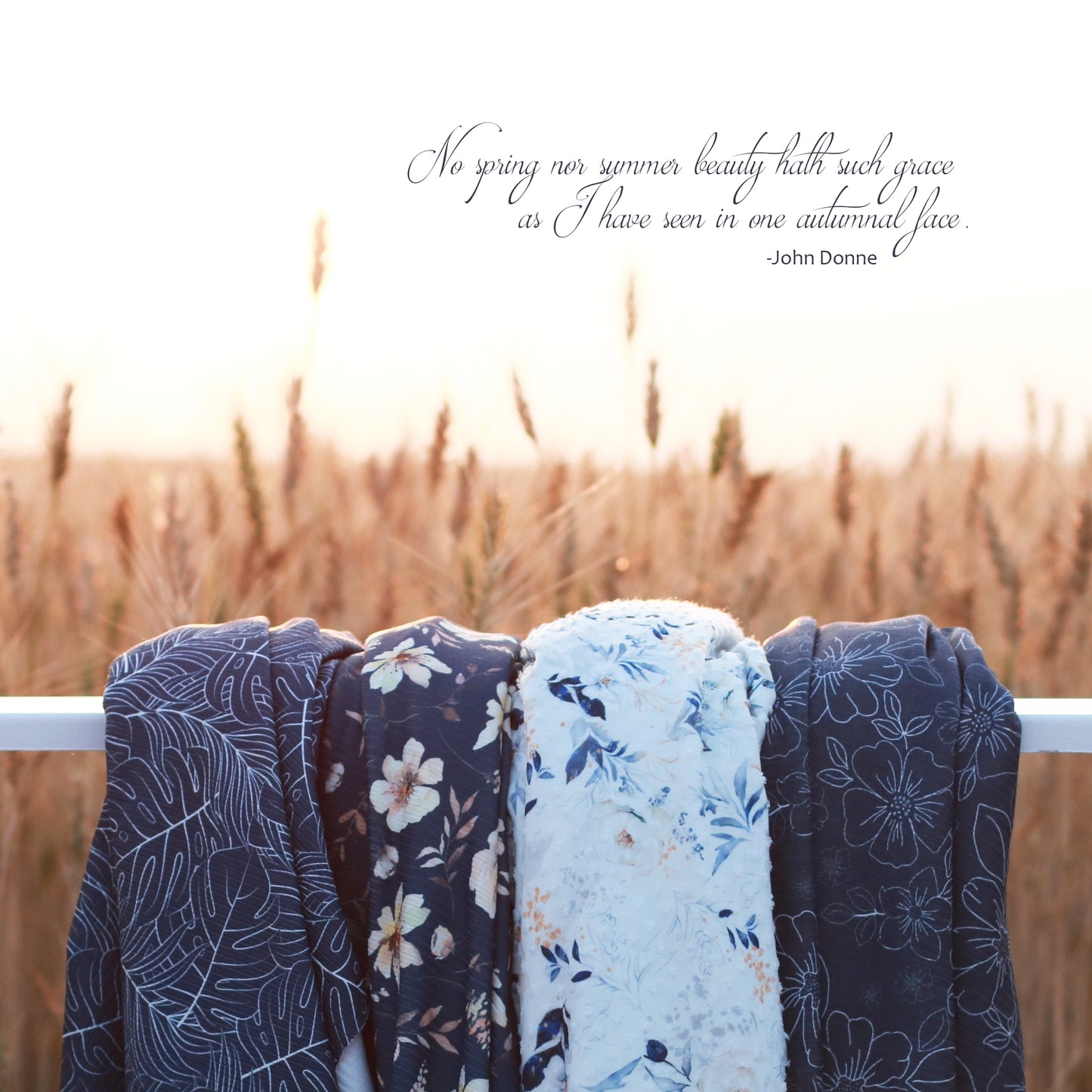 Serenity Floral in Polar Night Navy | Unbrushed Rib Knit Fabric | SOLD BY THE FULL BOLT