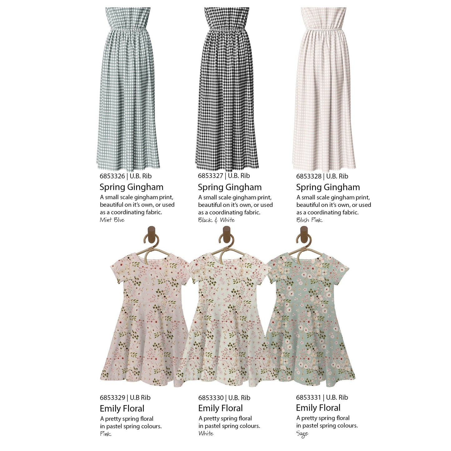 Emily Floral in White | Unbrushed Rib Knit Fabric
