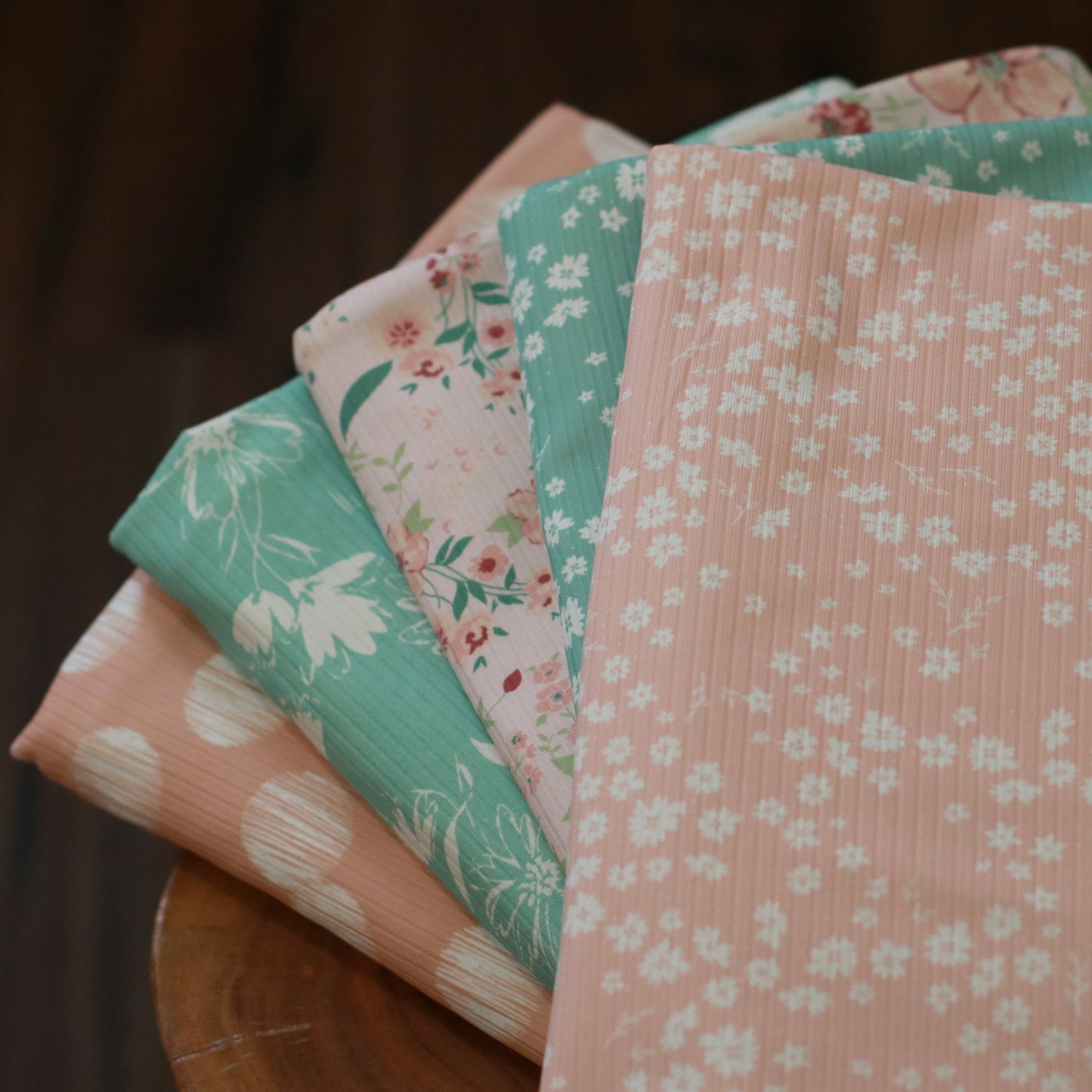 Renee Floral in Blush Pink | Unbrushed Rib Knit Fabric