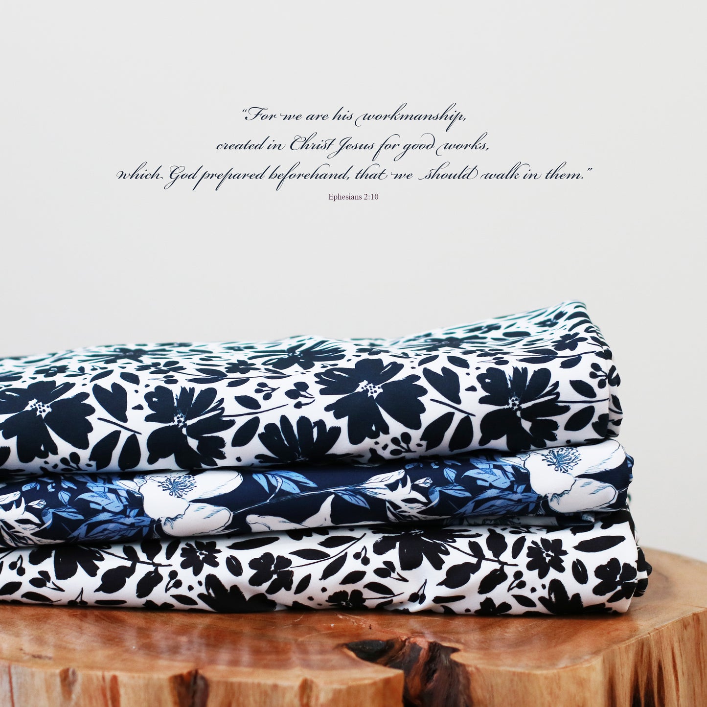 Pencil Sketch Floral in Navy | Eureka Jersey Knit Fabric