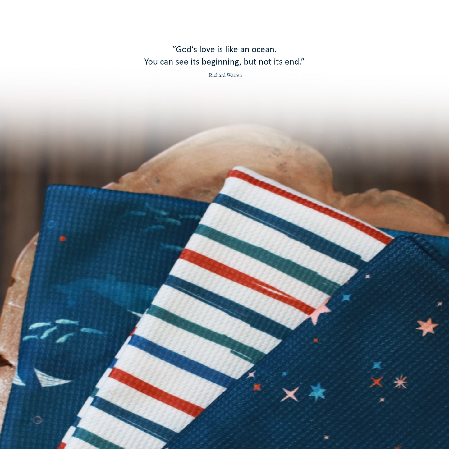 Whale Stripes in Off White | Brushed Waffle Knit Fabric