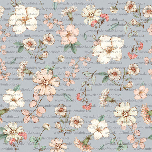 Anneleise Floral in Blue | Pebble Stone Knit Fabric