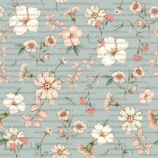 Anneleise Floral in Green | Pebble Stone Knit Fabric