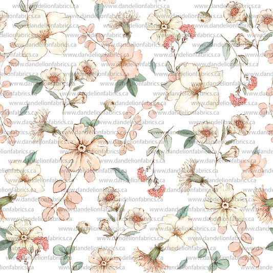 Anneleise Floral in White | Pebble Stone Knit Fabric
