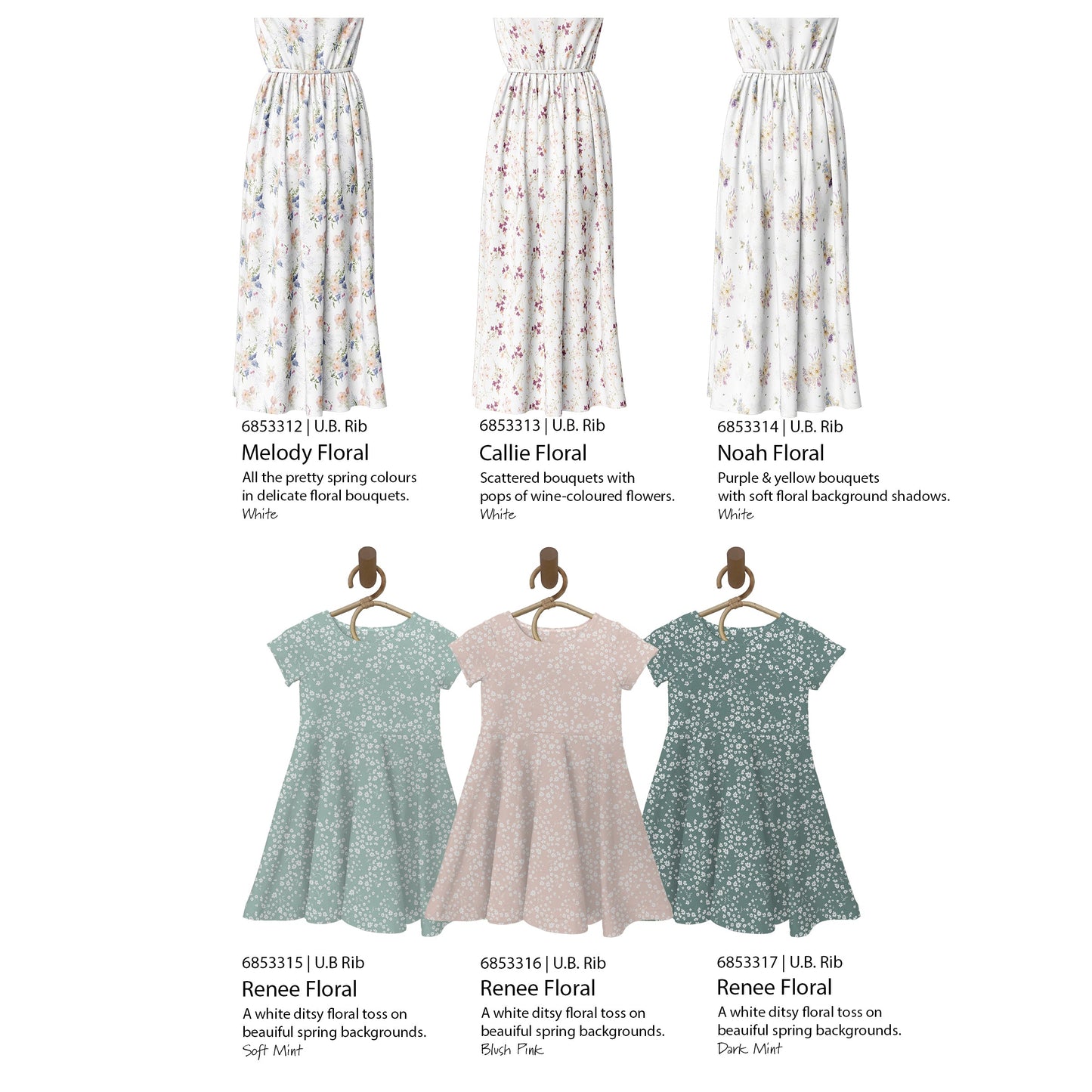 Renee Floral in Blush Pink | Unbrushed Rib Knit Fabric