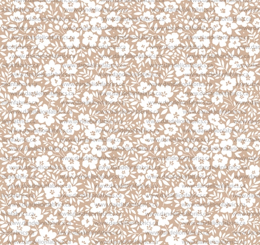Leesa Floral in Almond | Swiss Dot Knit Fabric