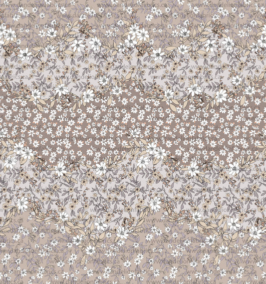 London Floral Toss in Beige | Unbrushed Rib Knit Fabric