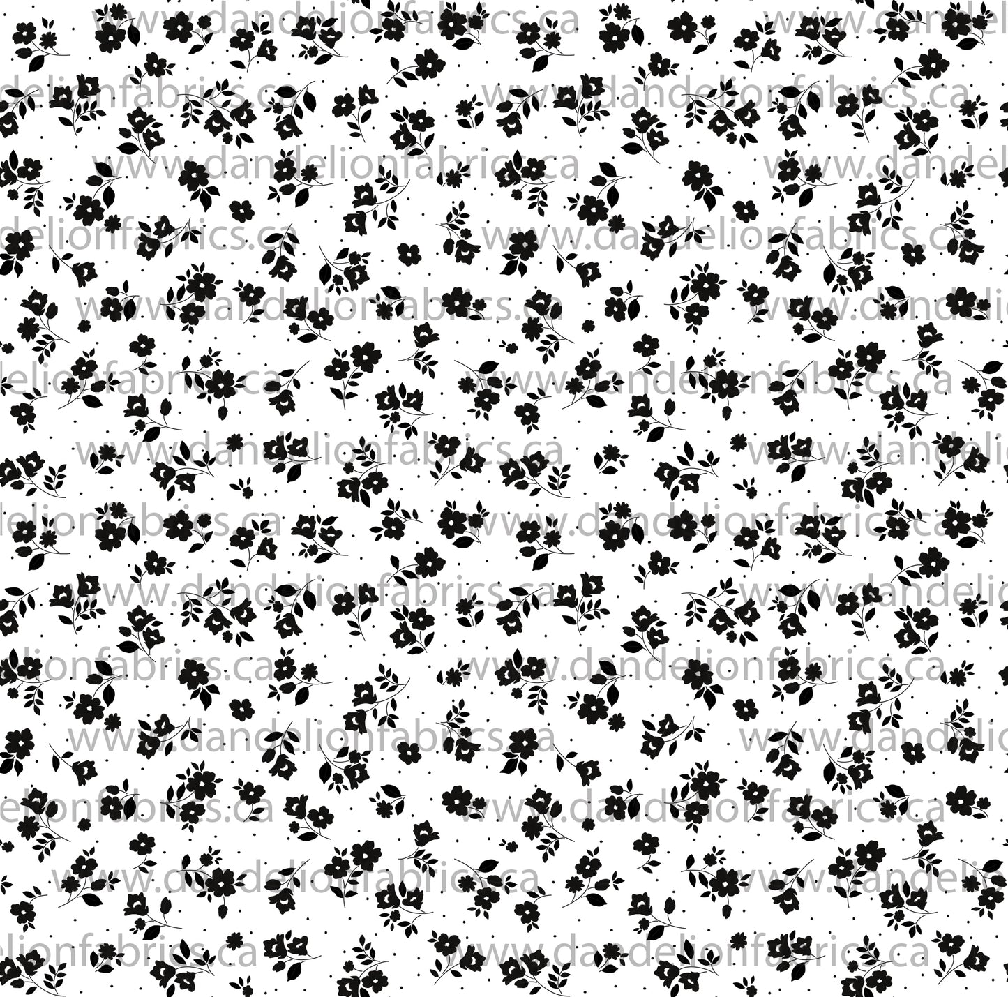 Remi Floral in White & Black | Swiss Dot Knit Fabric