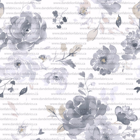 Lydia Floral in Blue | Unbrushed Rib Knit Fabric