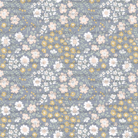Emmie Floral in Blue | Eureka Jersey Knit Fabric