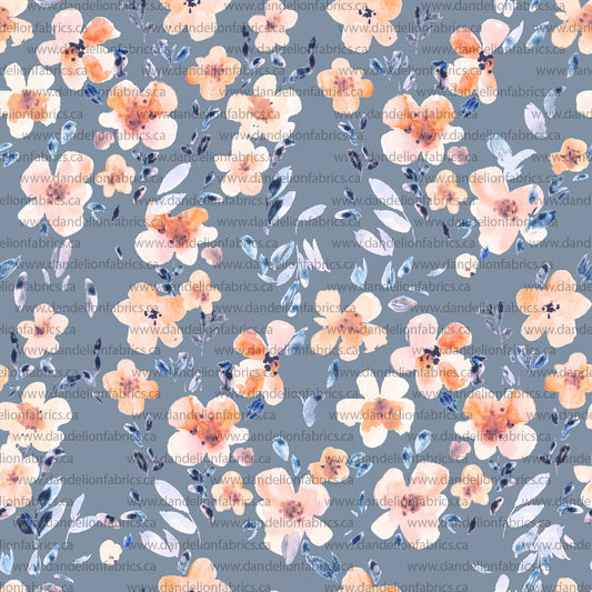 Lottie Floral in Blue Floral | Swiss Dot Knit Fabric