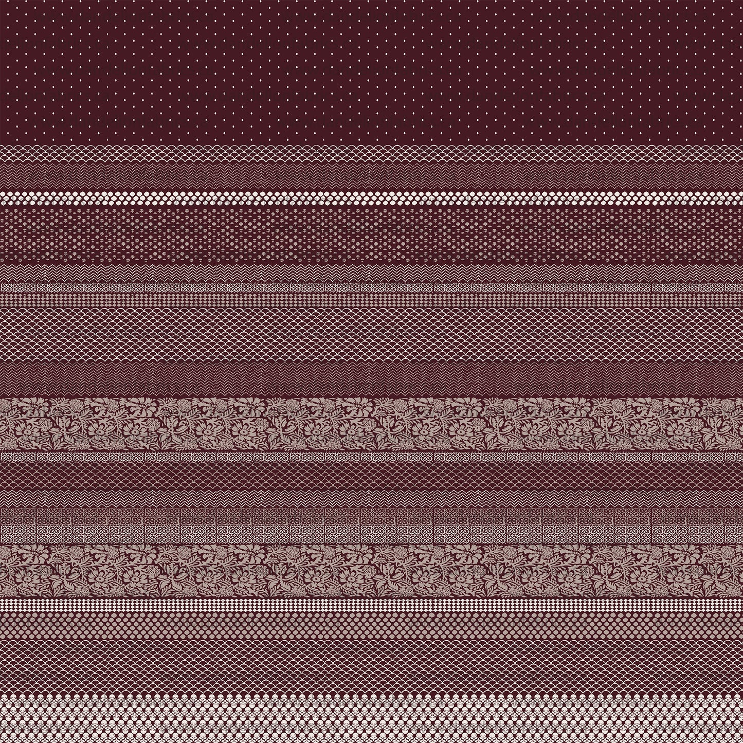 Bohemian Stripes in Burgundy | Unbrushed Rib Knit Fabric