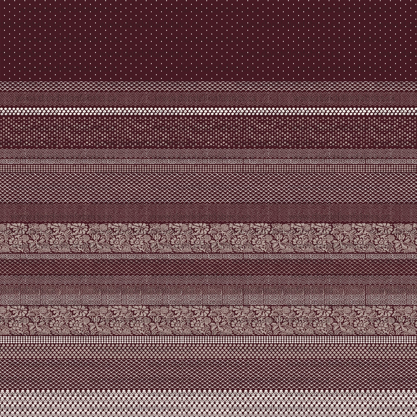 Bohemian Stripes in Burgundy | Unbrushed Rib Knit Fabric