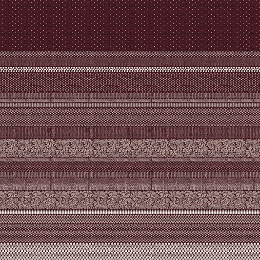 Bohemian Stripes in Burgundy | Unbrushed Rib Knit Fabric