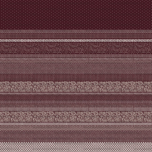 Bohemian Stripes in Burgundy | Unbrushed Rib Knit Fabric