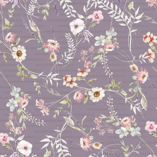 Robynn Floral in Purple | Unbrushed Rib Knit Fabric