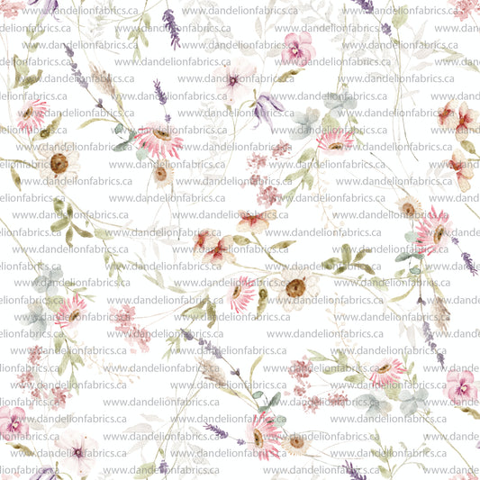 Robynn Floral in White | Unbrushed Rib Knit Fabric