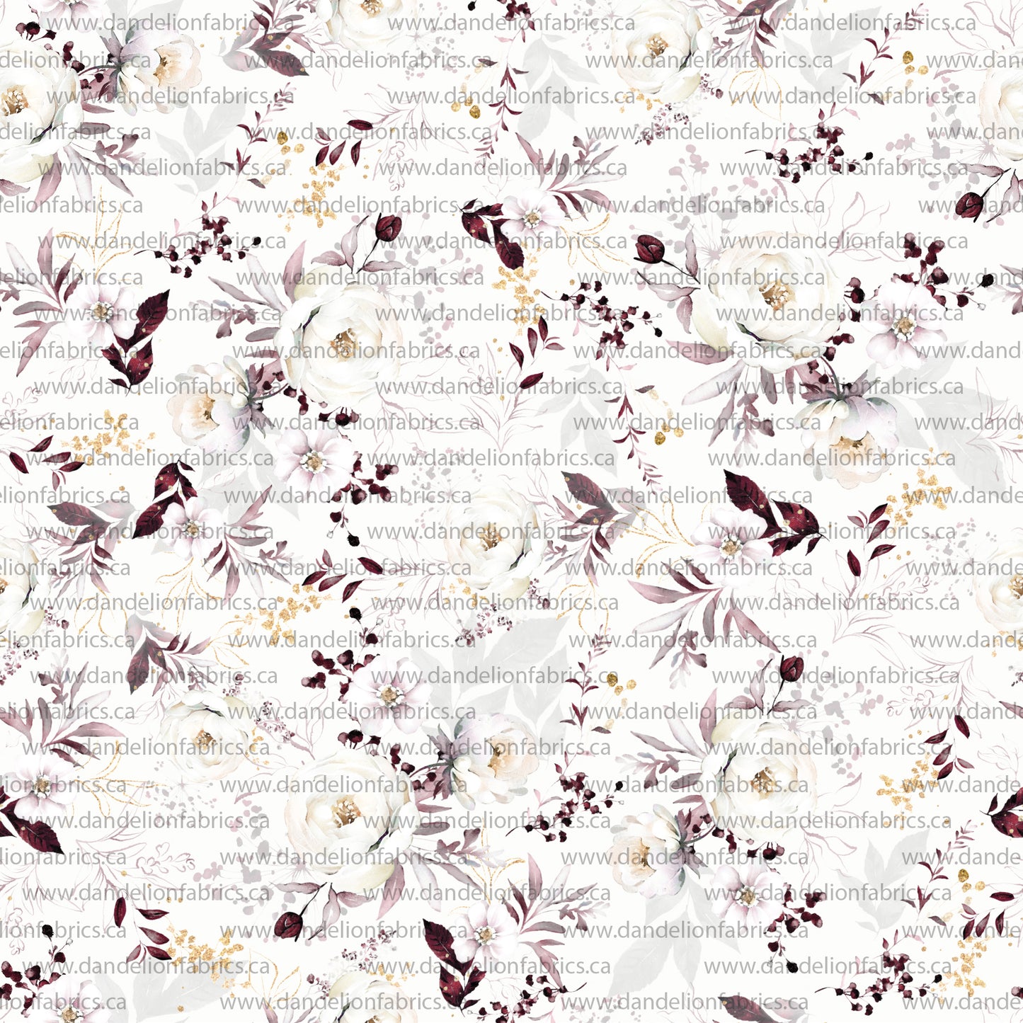Gabriella Floral in Burgundy | Swiss Dot Knit Fabric | SOLD BY THE FULL BOLT