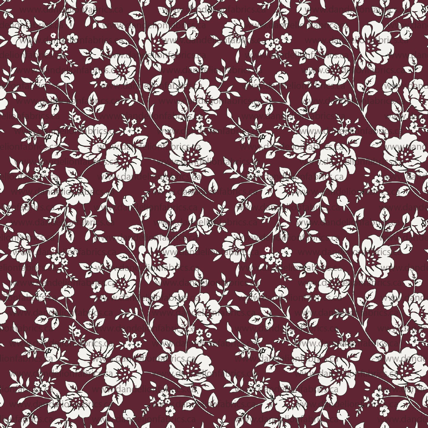 Kezie Floral in Burgundy | Imitation Cotton Jersey Knit Fabric