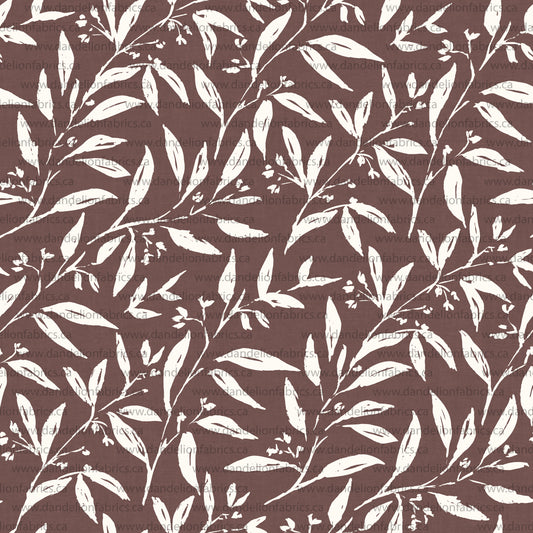 Monica Leaf Print in Aged Mauve | Unbrushed Rib Knit Fabric