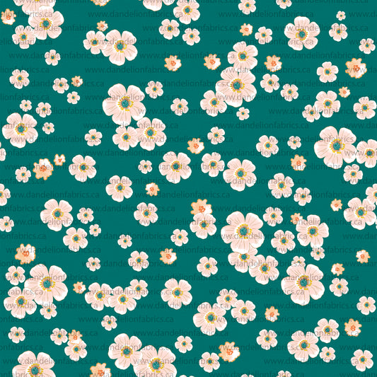 Piper Floral in Deep Emerald | Eureka Jersey Knit Fabric
