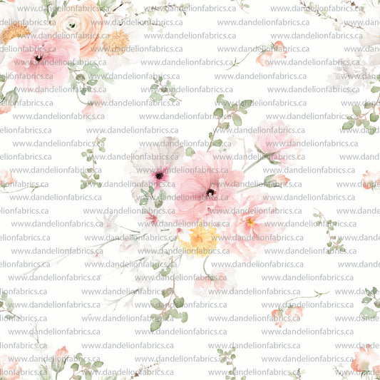 Aurora Floral in White | Swiss Dot Knit Fabric