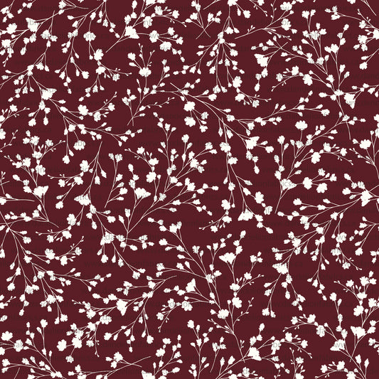 Harper Floral in Burgundy | Unbrushed Rib Knit Fabric