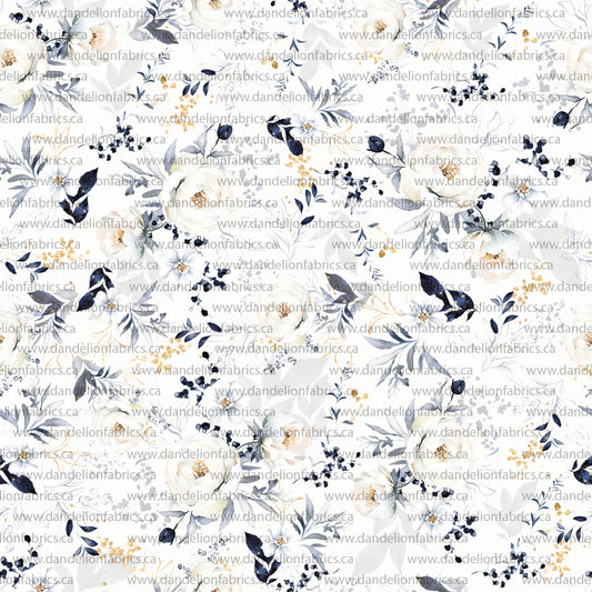 Gabriella Floral in Navy | Swiss Dot Knit Fabric | SOLD BY THE FULL BOLT