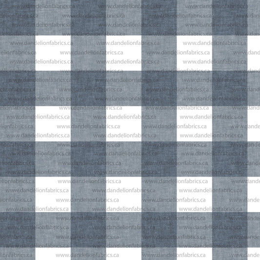 Genevieve Gingham Plaid in Denim | Unbrushed Rib Knit Fabric | SOLD BY THE FULL BOLT