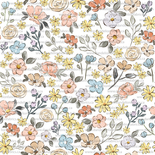 Danielle Floral in White | Eureka Jersey Knit Fabric